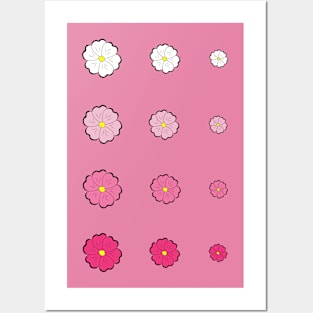 Mauve Gradient Hand Drawn Flowers :) Posters and Art